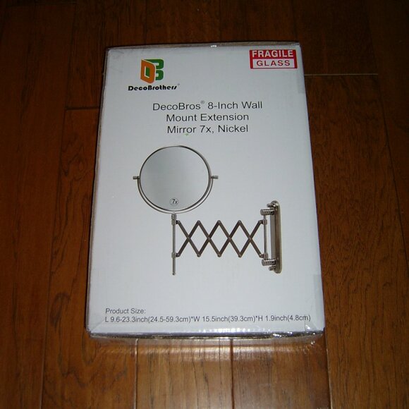 Deco Brothers Wall Mount Extendable Mirror, 8 Inch Double Side , NEW IN BOX - Picture 1 of 3